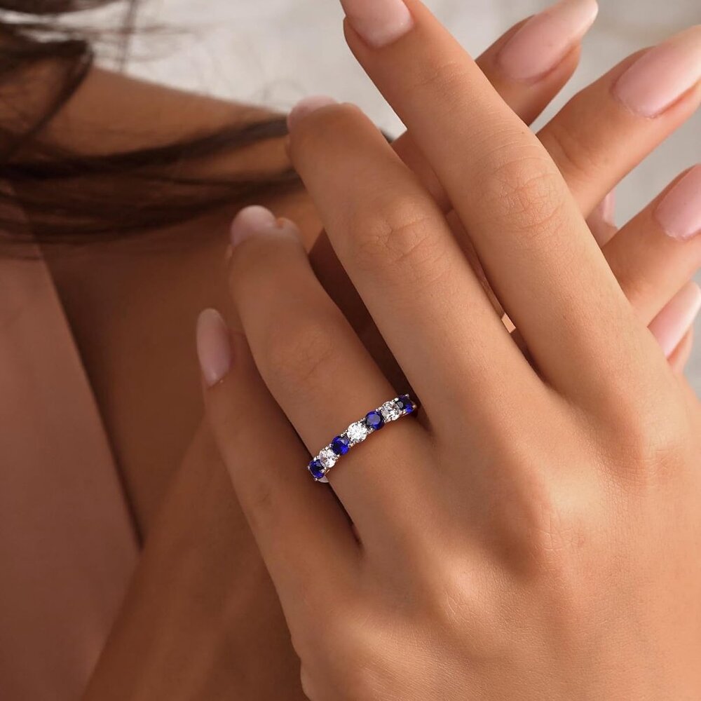 Classic Stackable Anniversary Ring With Blue Sapp… - image 5